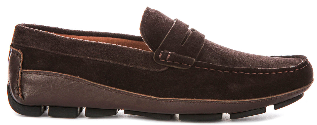 Luke Driving Shoes In Brown Suede