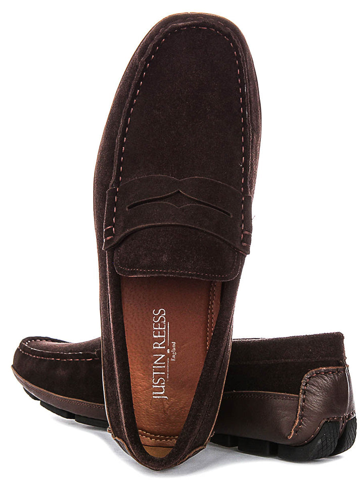 Luke Driving Shoes In Brown Suede
