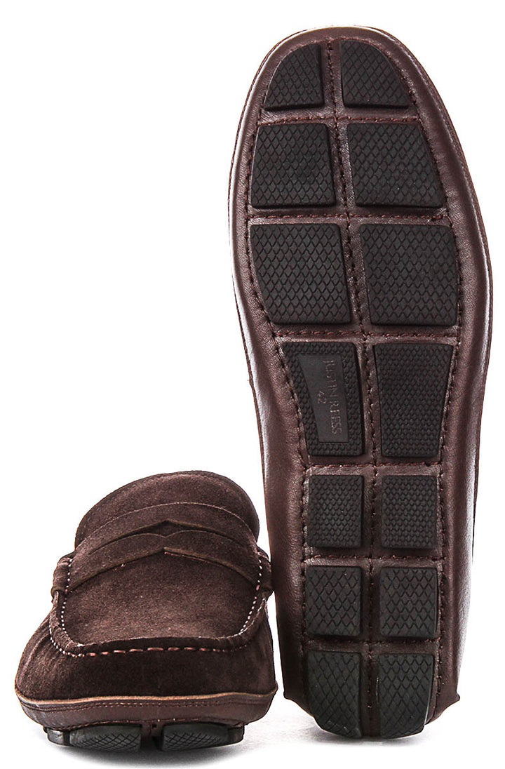 Luke Driving Shoes In Brown Suede