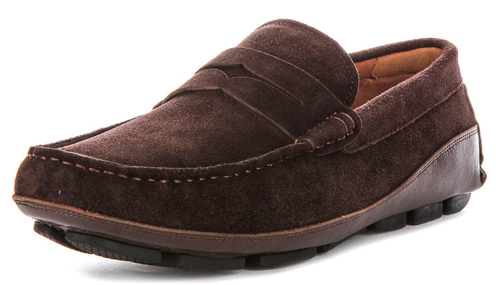 Luke Driving Shoes In Brown Suede