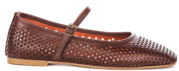 Heidi Perforated Mary Jane In Brown
