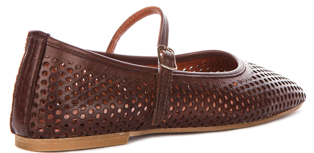 Heidi Perforated Mary Jane In Brown