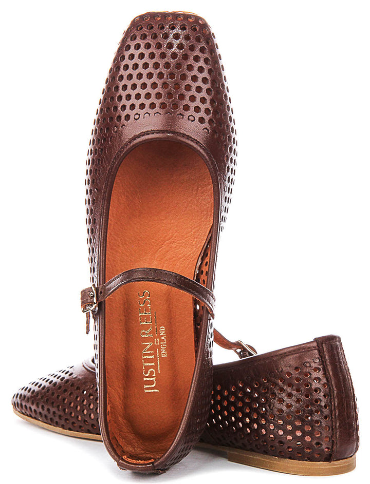 Heidi Perforated Mary Jane In Brown