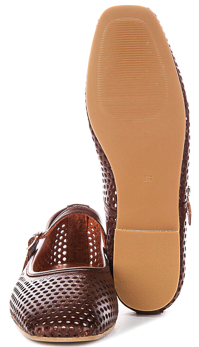 Heidi Perforated Mary Jane In Brown