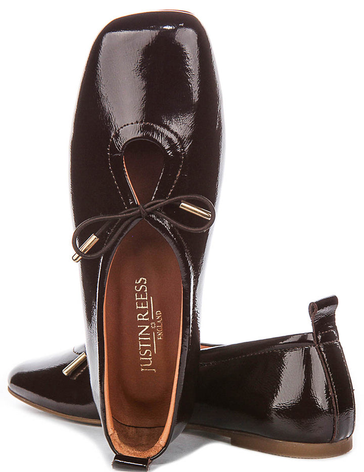 Lara Square toe Ballerina In Brown