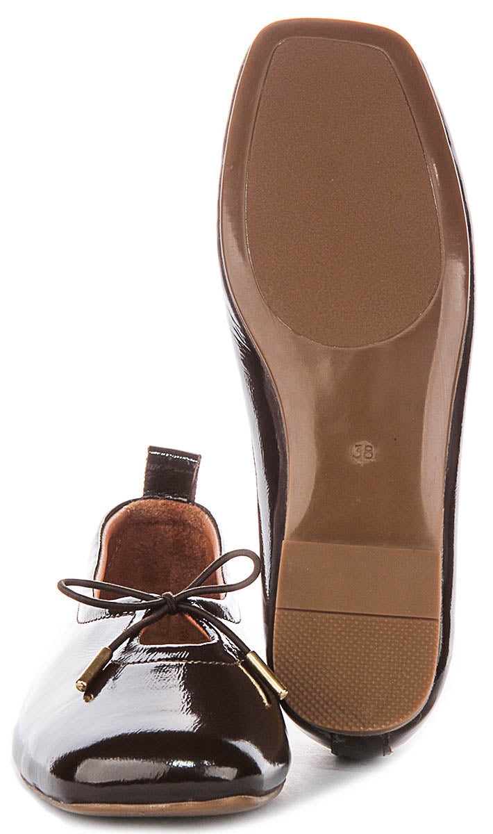 Lara Square toe Ballerina In Brown