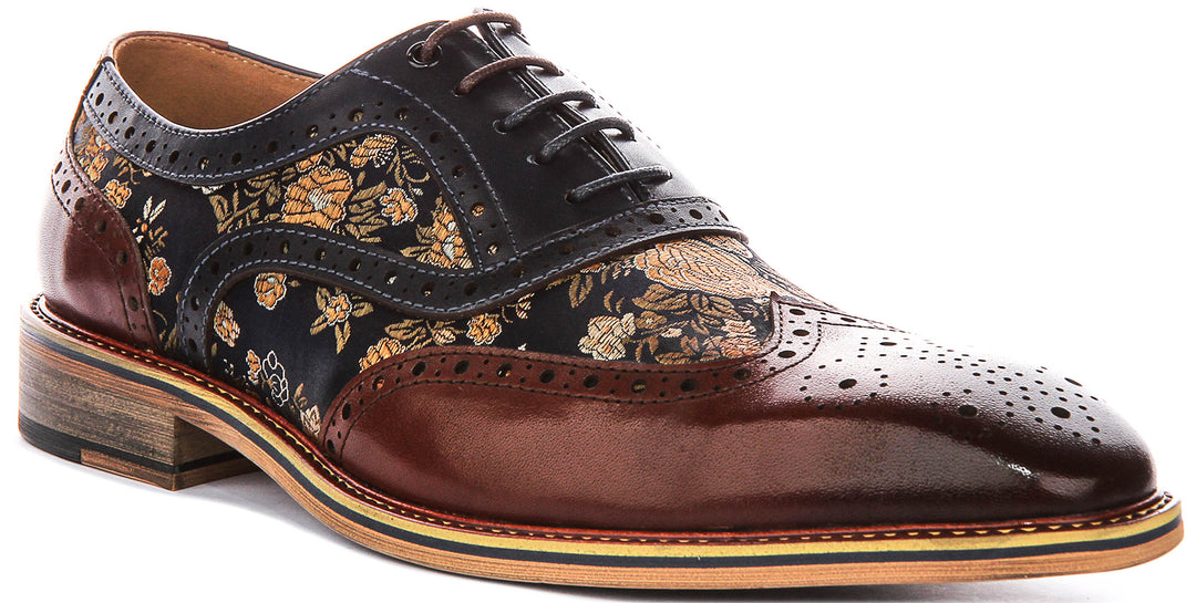 Stuart In Brown Floral Brogues