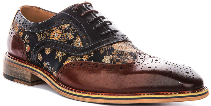 Stuart In Brown Floral Brogues