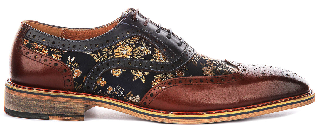Stuart In Brown Floral Brogues