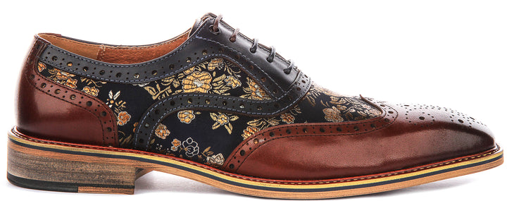 Stuart In Brown Floral Brogues