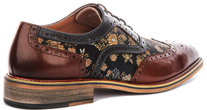 Stuart In Brown Floral Brogues