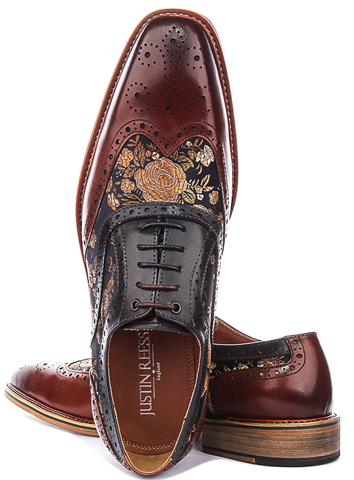 Stuart In Brown Floral Brogues