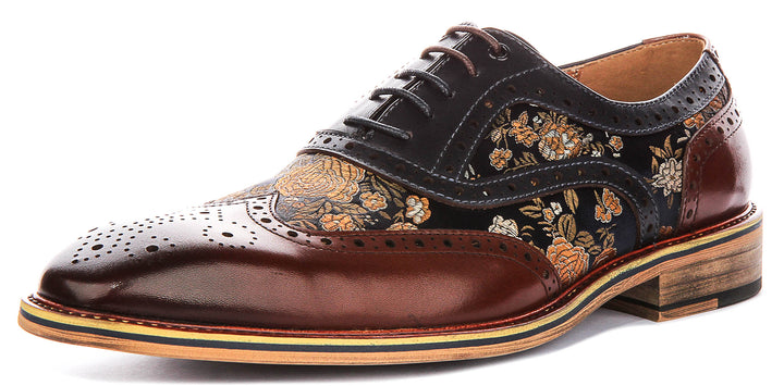 Stuart In Brown Floral Brogues