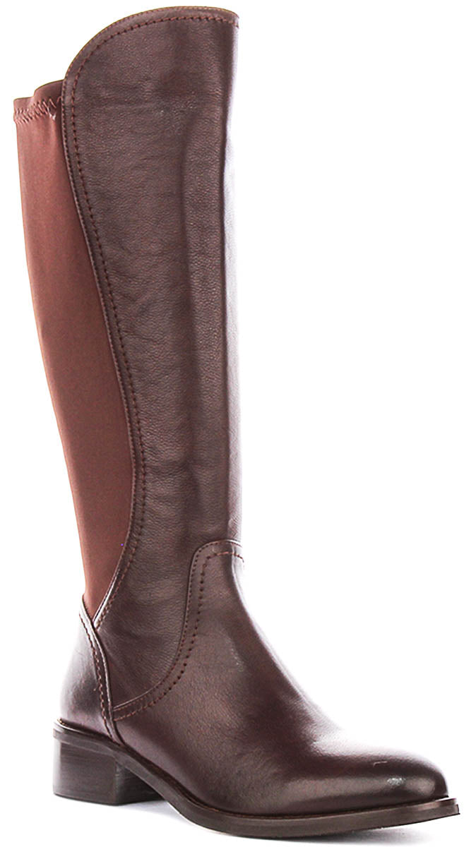 Ashley Elasticated Riding Boot In Brown Leather