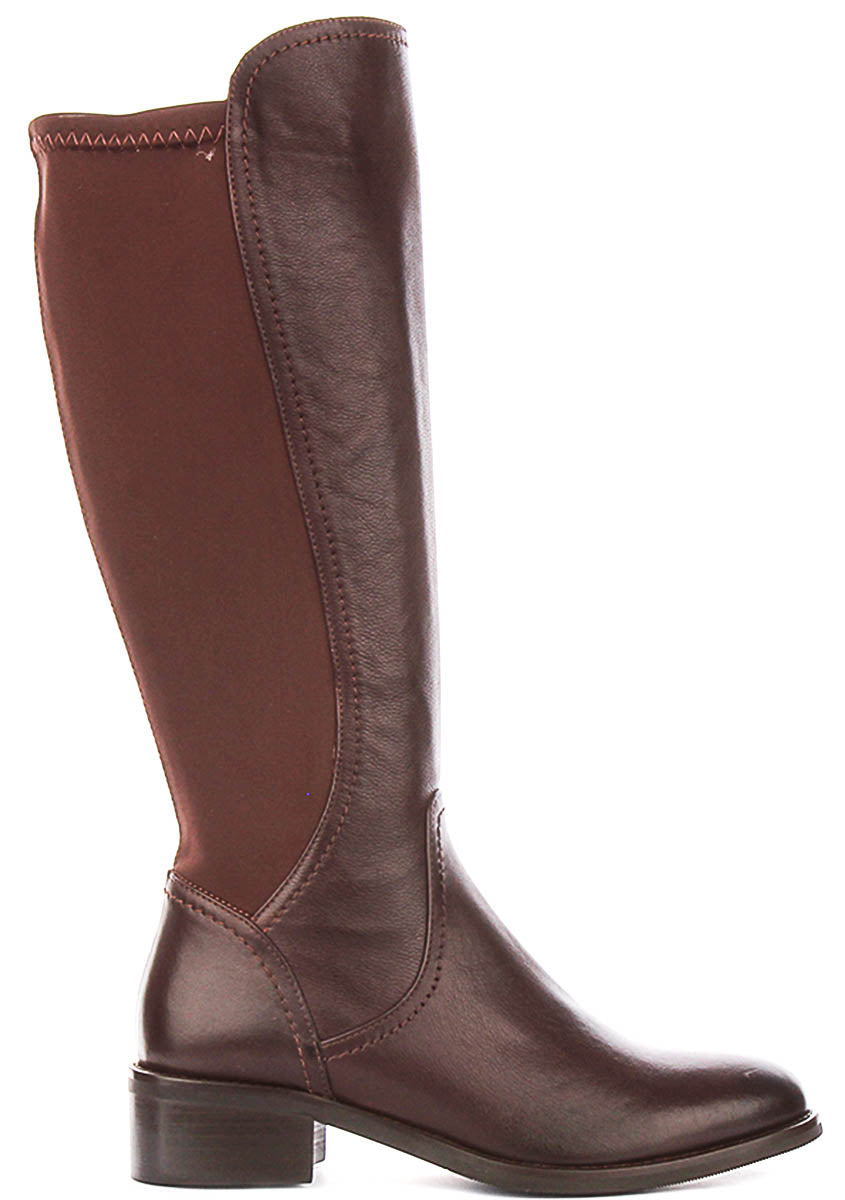 Ashley Elasticated Riding Boot In Brown Leather