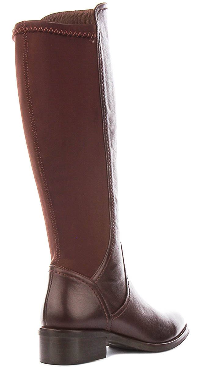Ashley Elasticated Riding Boot In Brown Leather