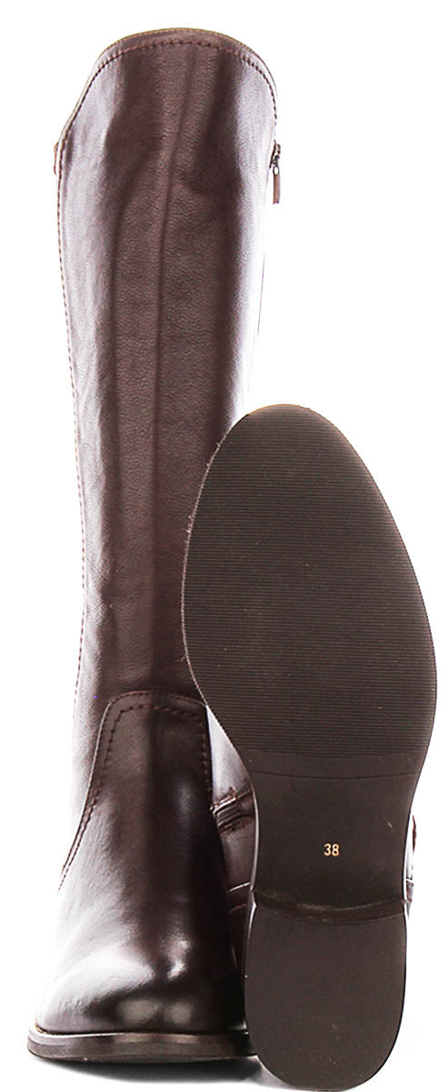 Ashley Elasticated Riding Boot In Brown Leather