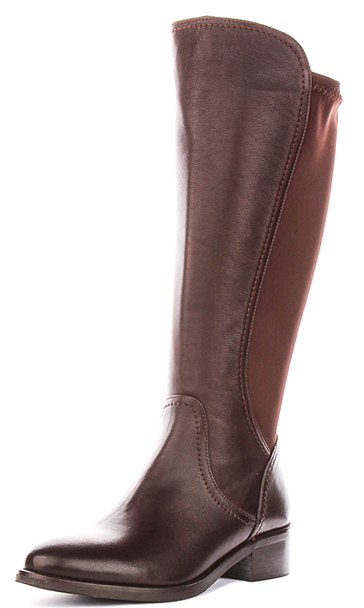 Ashley Elasticated Riding Boot In Brown Leather