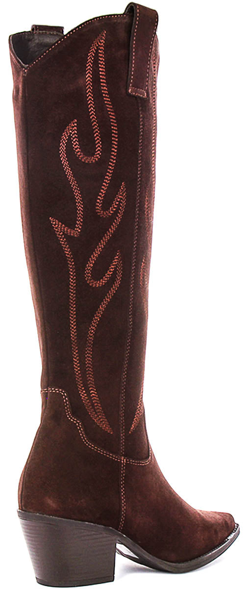 Catalina Tall Cowboy Boots In Brown Suede