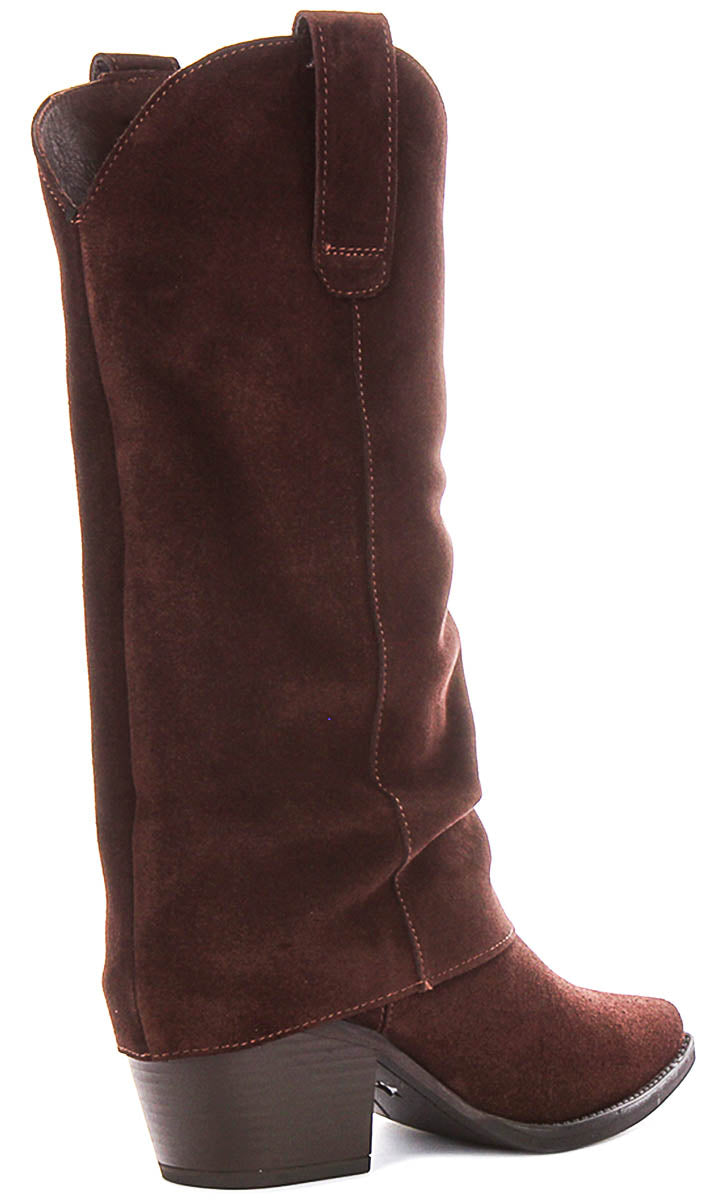 Hope Sloughy Cowboy Boot In Brown Suede