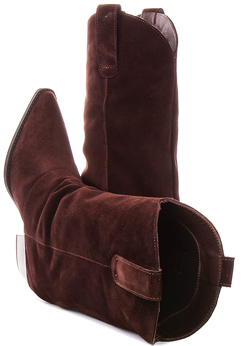 Hope Sloughy Cowboy Boot In Brown Suede