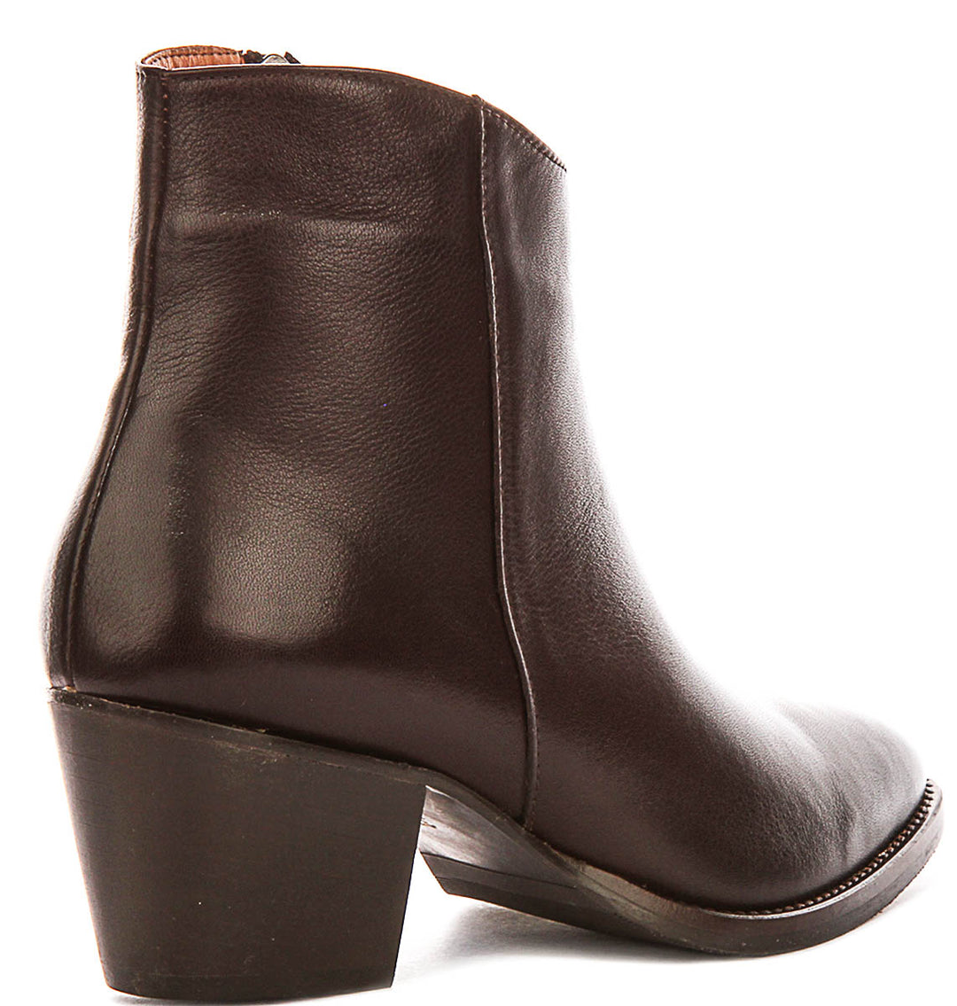 Jane Cowboy Ankle Boots In Brown