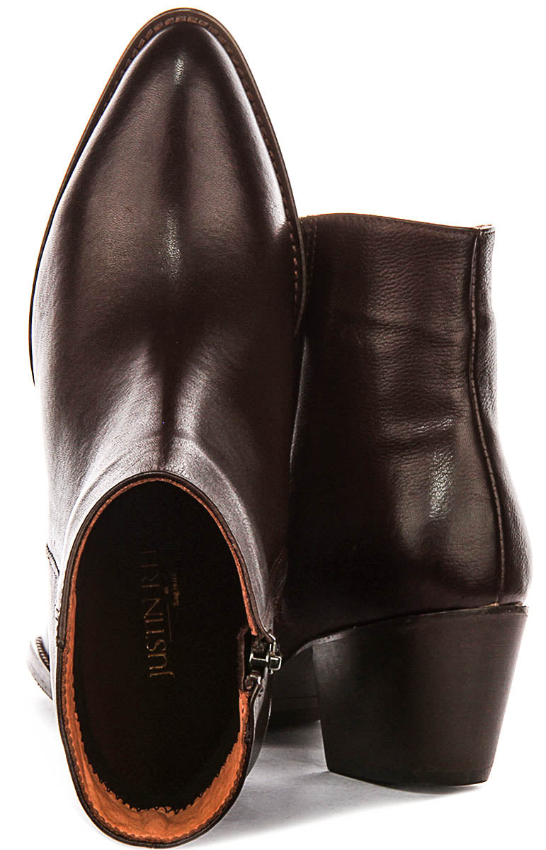Jane Cowboy Ankle Boots In Brown