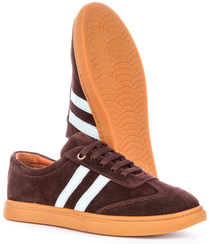 Sadie Retro Trainers In Brown Blue