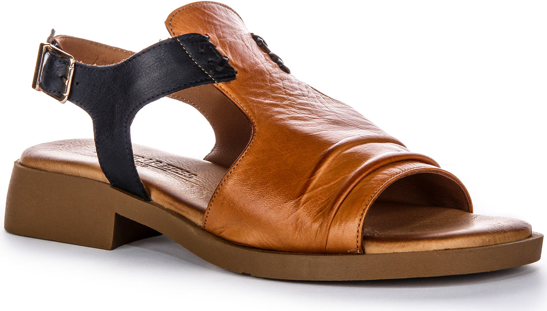 Jaden Flat Sandals In Brown Blue