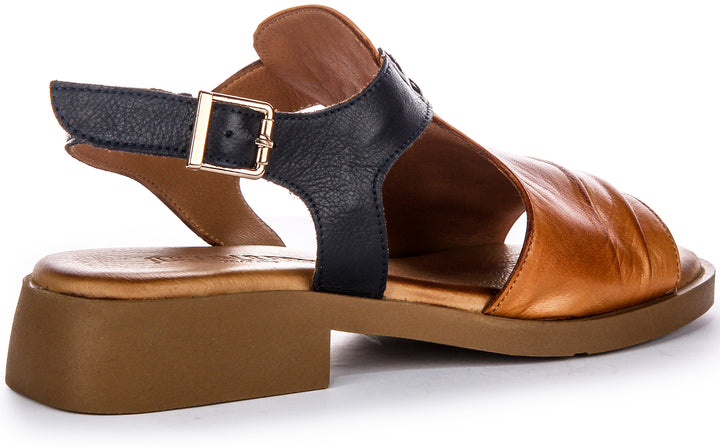 Jaden Flat Sandals In Brown Blue