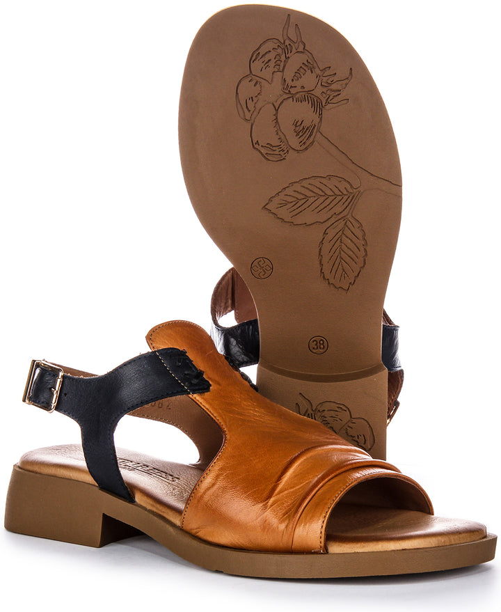 Jaden Flat Sandals In Brown Blue