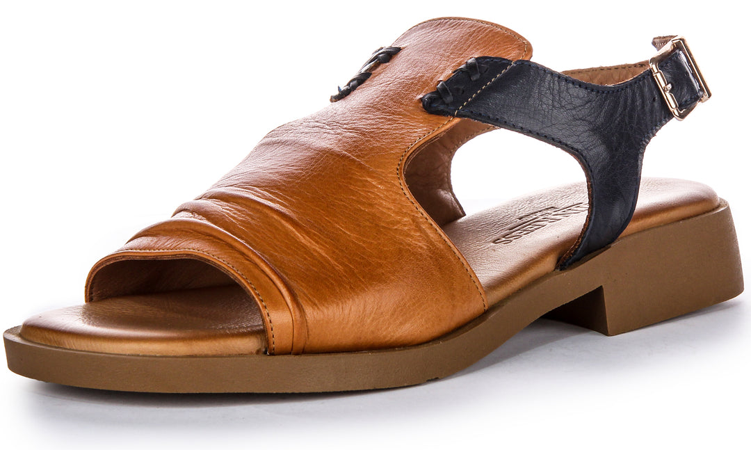 Jaden Flat Sandals In Brown Blue