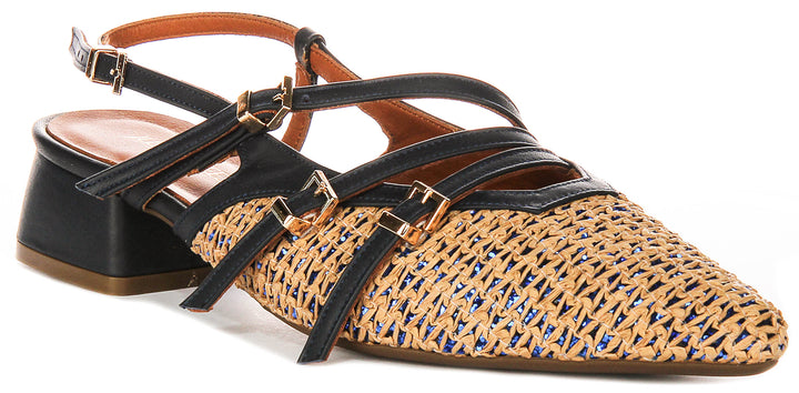 Nellie Sling back Sandals In Navy Leather
