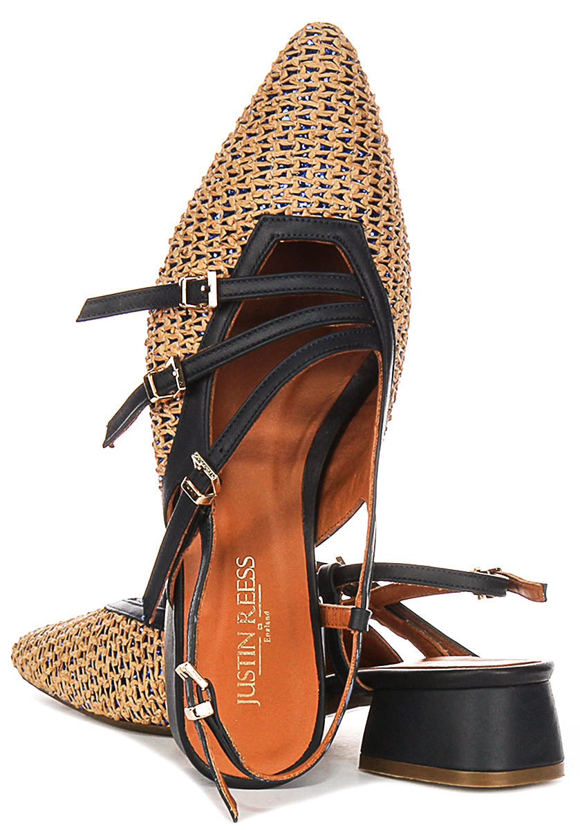 Nellie Sling back Sandals In Navy Leather