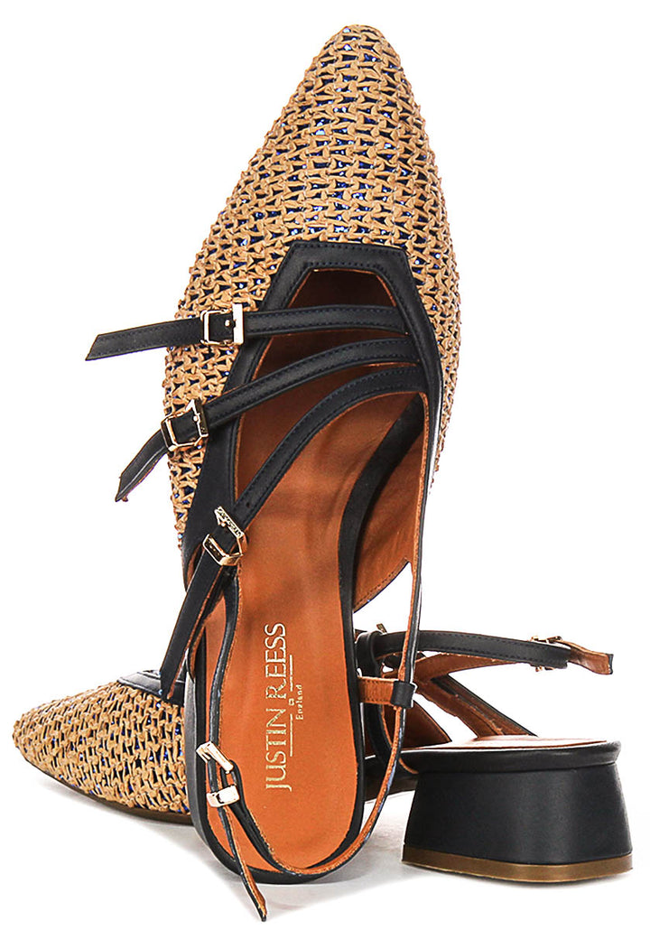 Nellie Sling back Sandals In Navy Leather