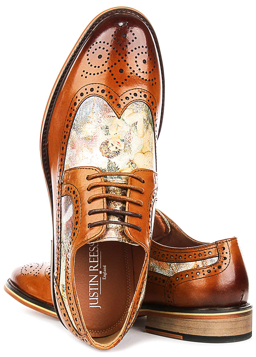 Scott Rennaisance Inspired Print In Brown Leather