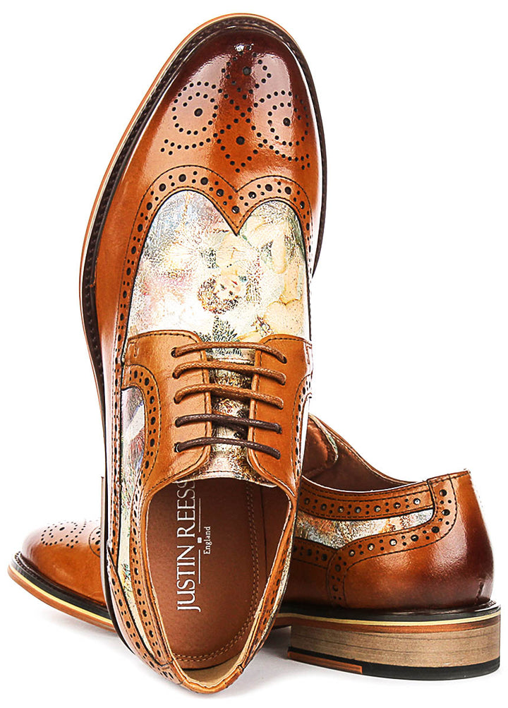 Scott Rennaisance Inspired Print In Brown Leather