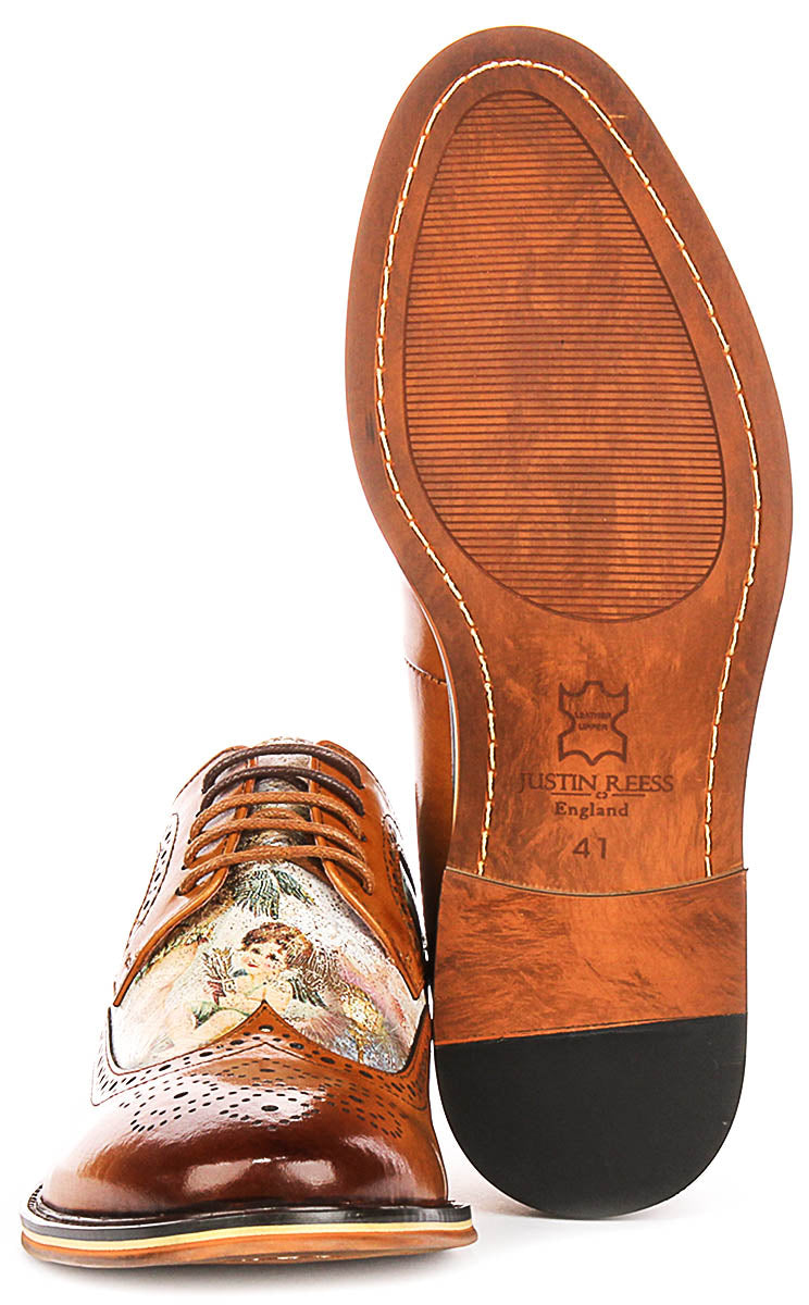 Scott Rennaisance Inspired Print In Brown Leather