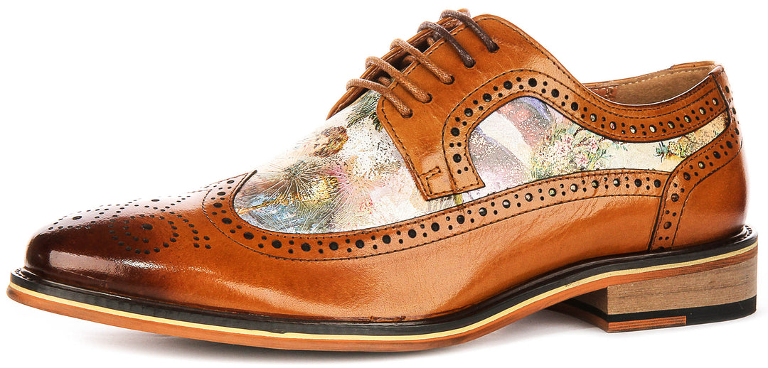 Scott Rennaisance Inspired Print In Brown Leather