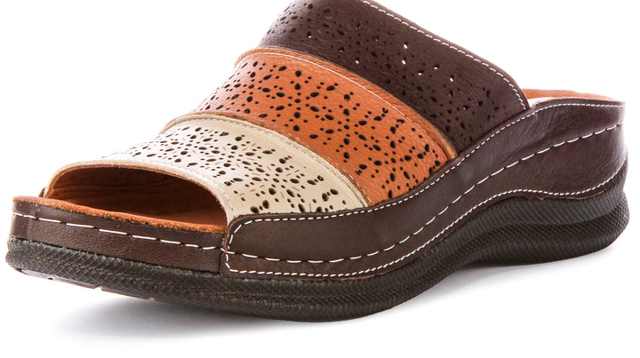 Renee Comfort Platform Sandals In Brown Tan