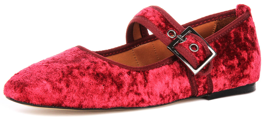 Kiera 2 Mary Jane In Burgundy Velvet