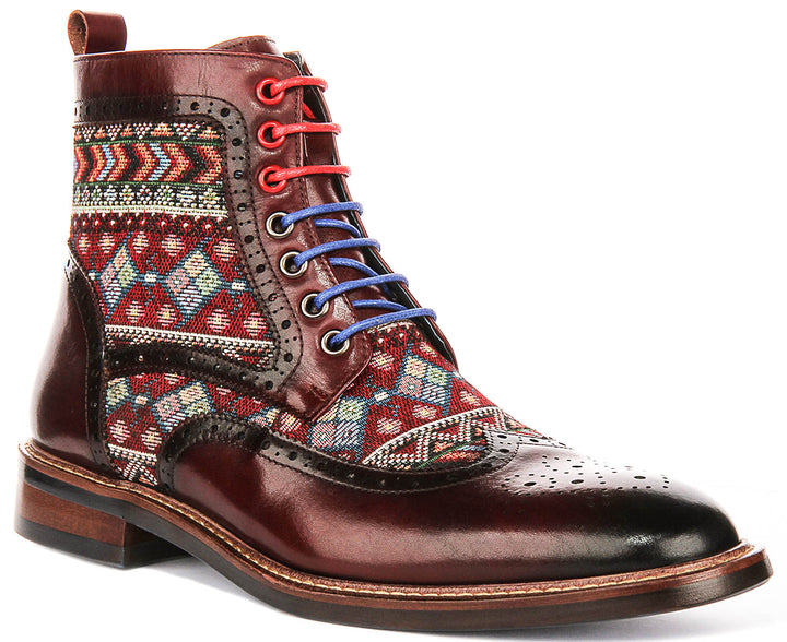 Carlos In Burgundy Brogue Boots