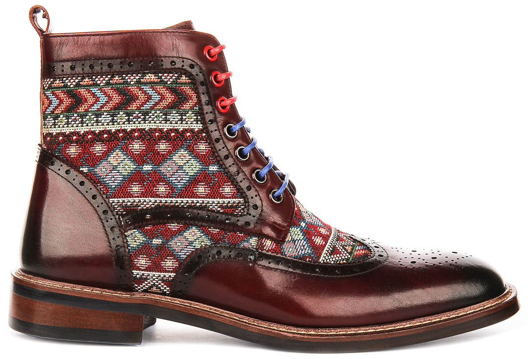 Carlos In Burgundy Brogue Boots