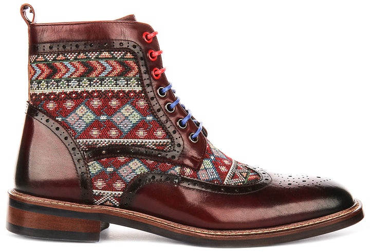 Carlos In Burgundy Brogue Boots