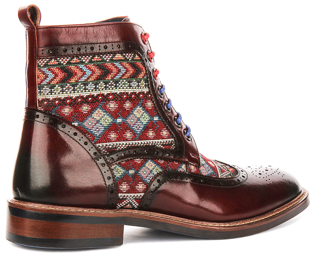 Carlos In Burgundy Brogue Boots