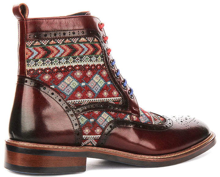 Carlos In Burgundy Brogue Boots