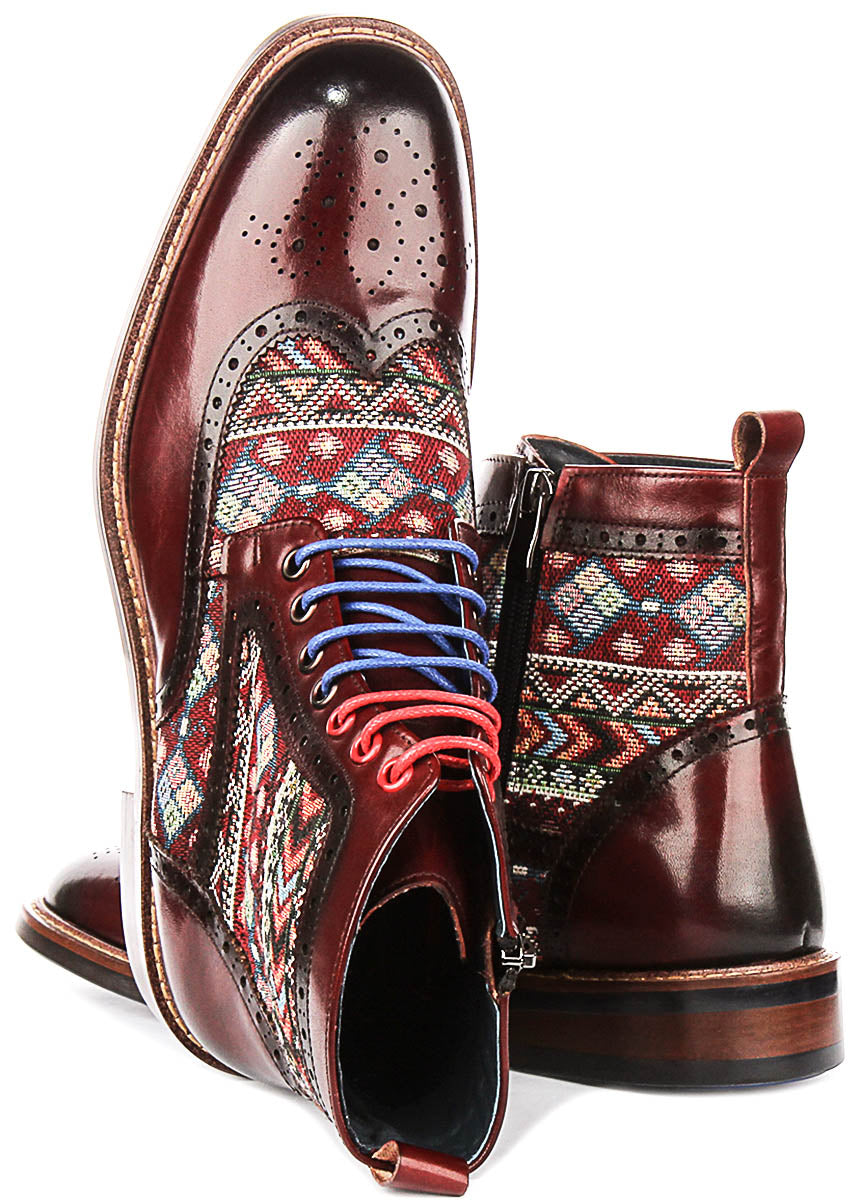 Carlos In Burgundy Brogue Boots