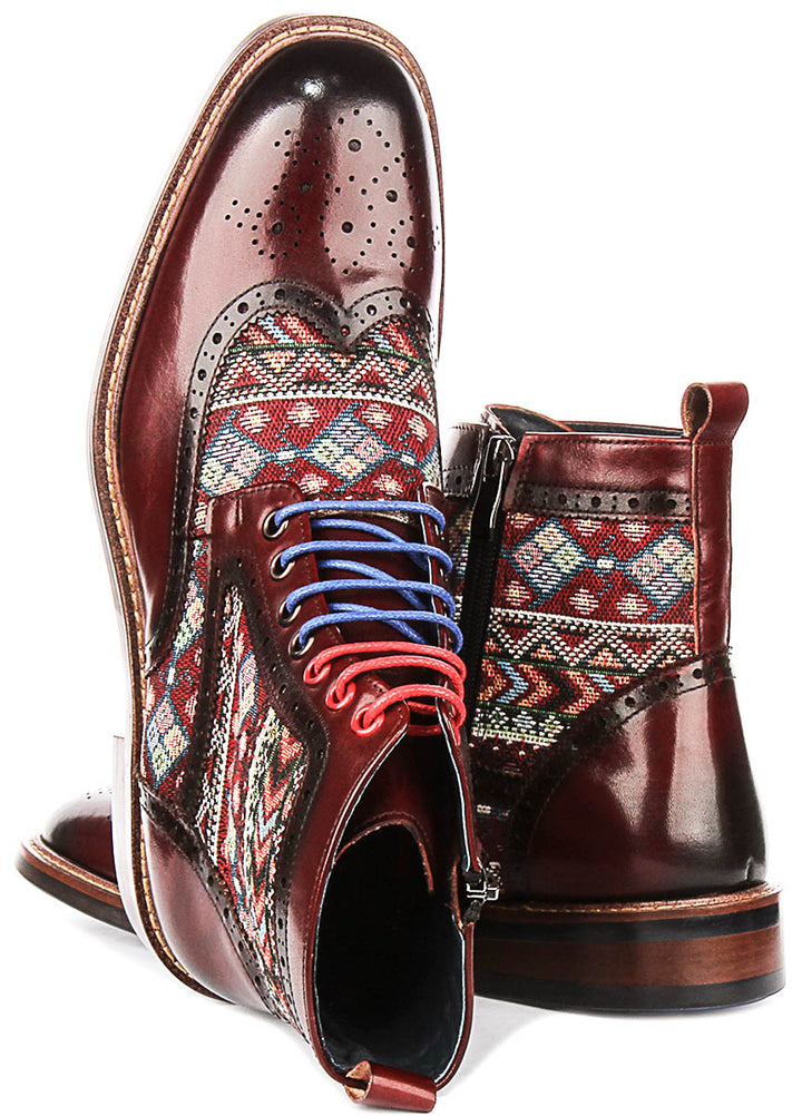 Carlos In Burgundy Brogue Boots