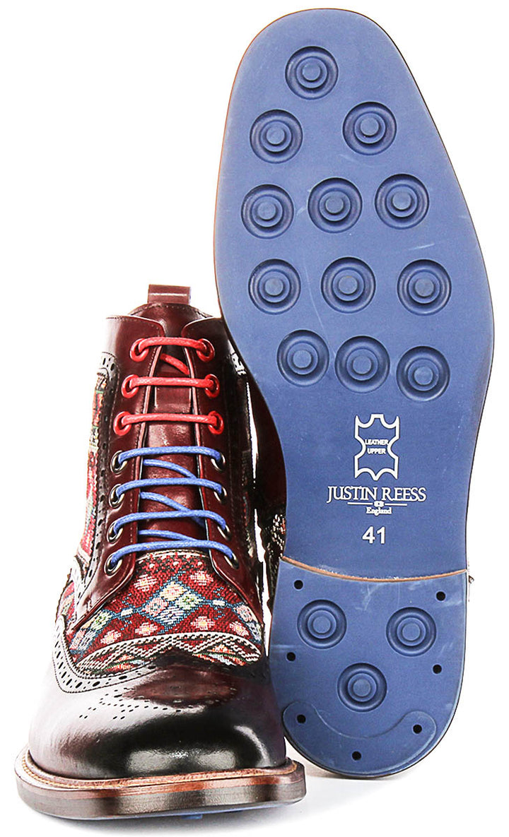 Carlos In Burgundy Brogue Boots