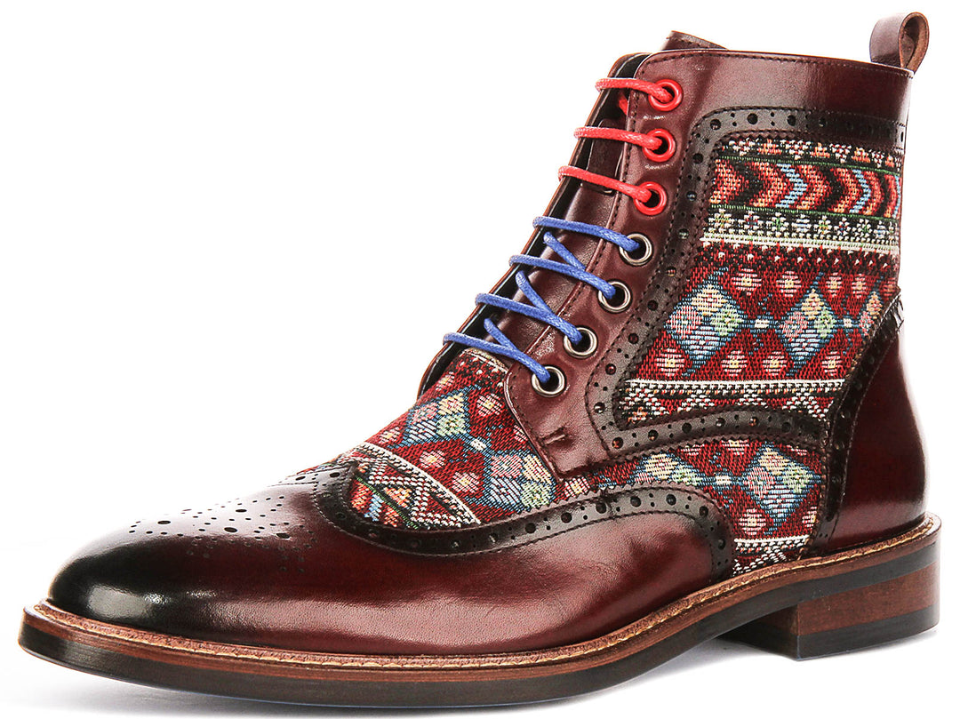 Carlos In Burgundy Brogue Boots